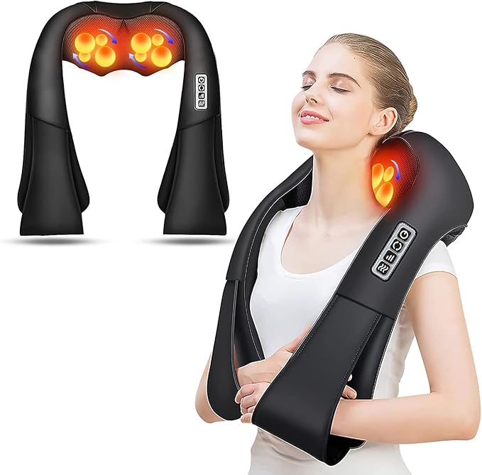 Back and Neck Massager, Back Massager Deep Tissue Kneading Neck and Shoulder Massage with Heat