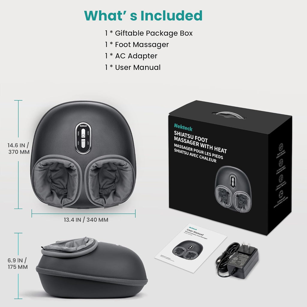 Foot Massager with Heat, FSA Eligible Deep Kneading Therapy Air Compression