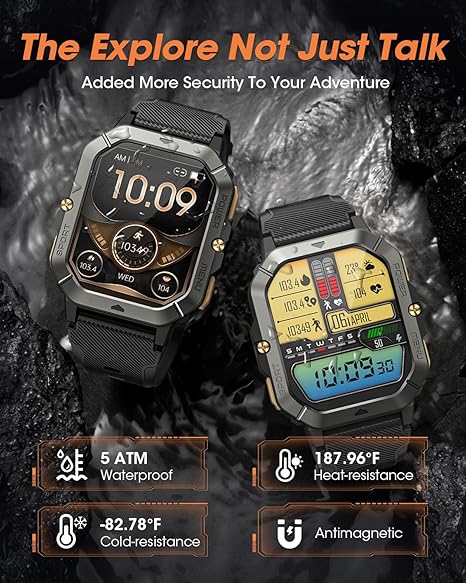Military Smart Watches for Men Fitness Smart Watch for Android and iPhone, Waterproof