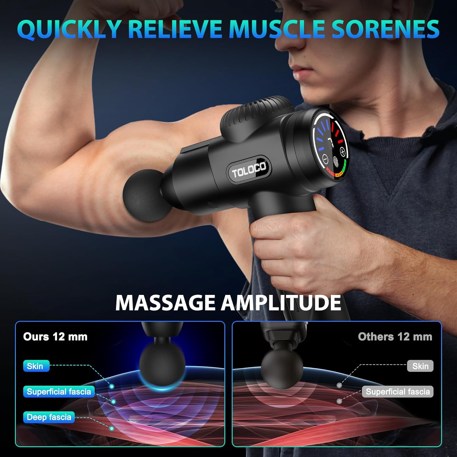 Massage Gun, Deep Tissue Back Massage for Athletes for Pain Relief, Percussion Massager with 10 Massages Heads & Silent Brushless Motor