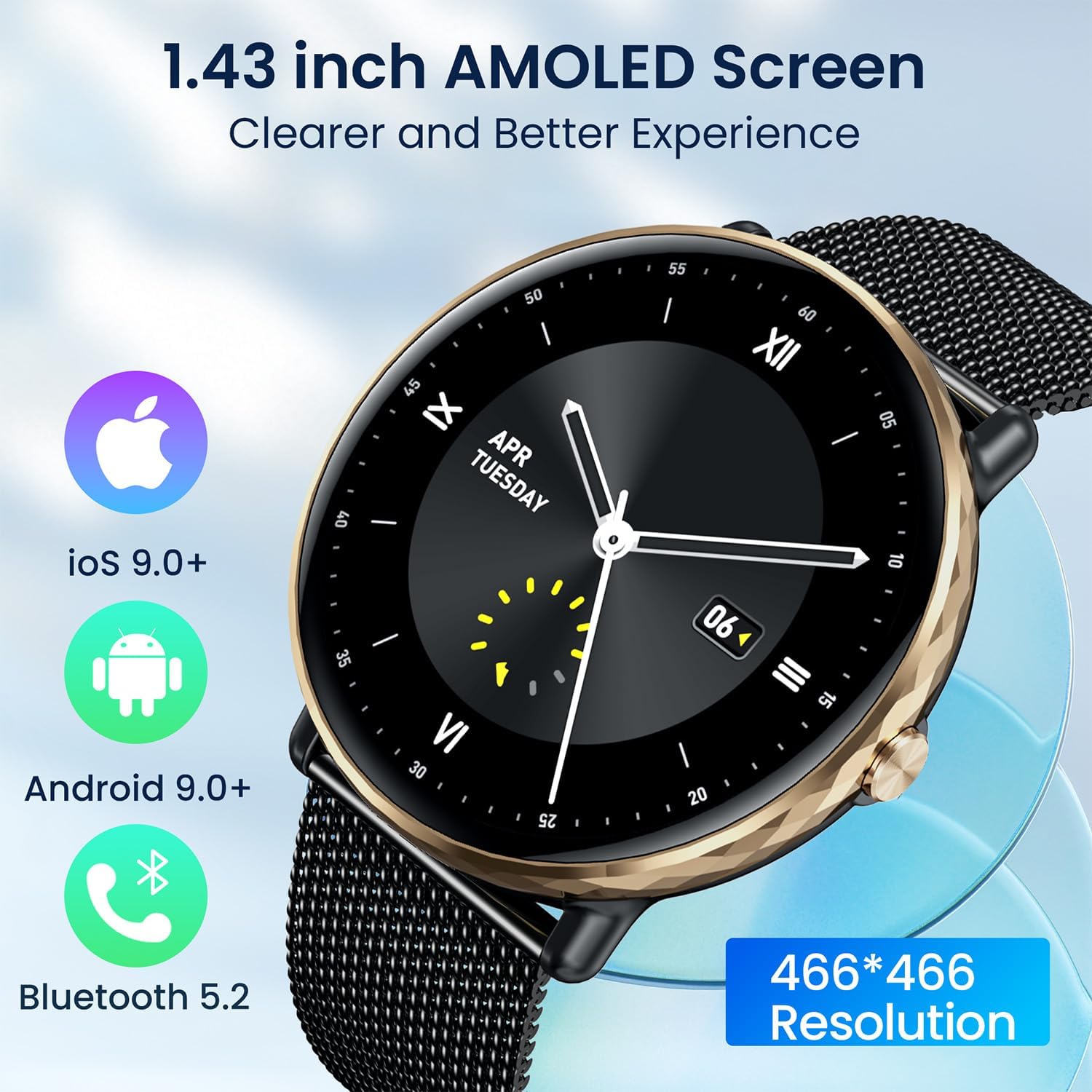 Smart Watches for Men Women Android iOS Phones Touchscreen Waterproof  Waterproof Blood Pressure Heart Rate Step Sport Pedometer