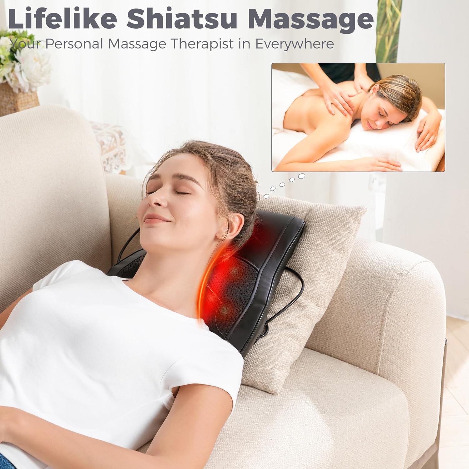 Neck and Back Massager for Pain Relief Deep Tissue with Heat, Shiatsu Shoulder Massager