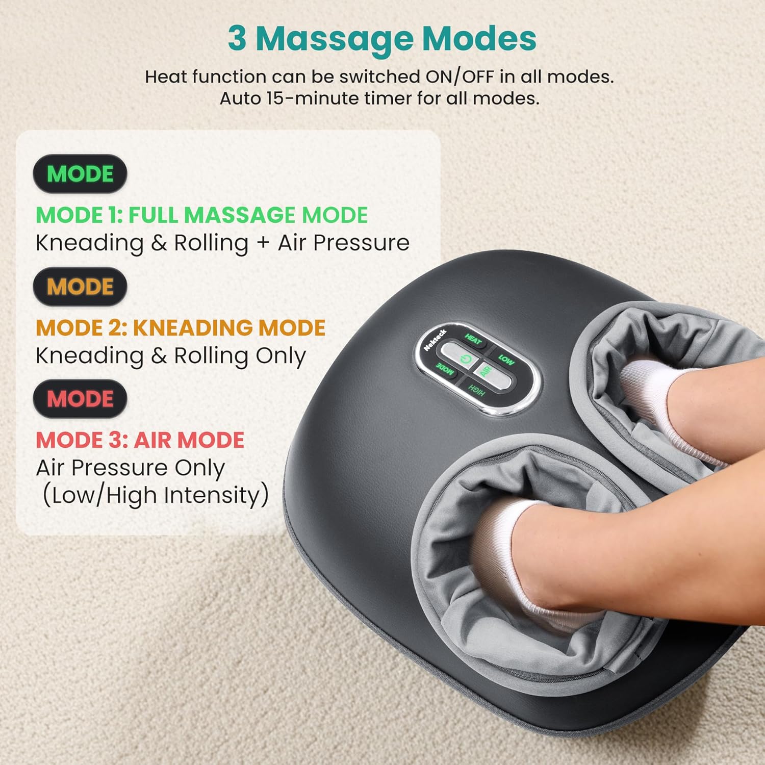 Foot Massager with Heat, FSA Eligible Deep Kneading Therapy Air Compression