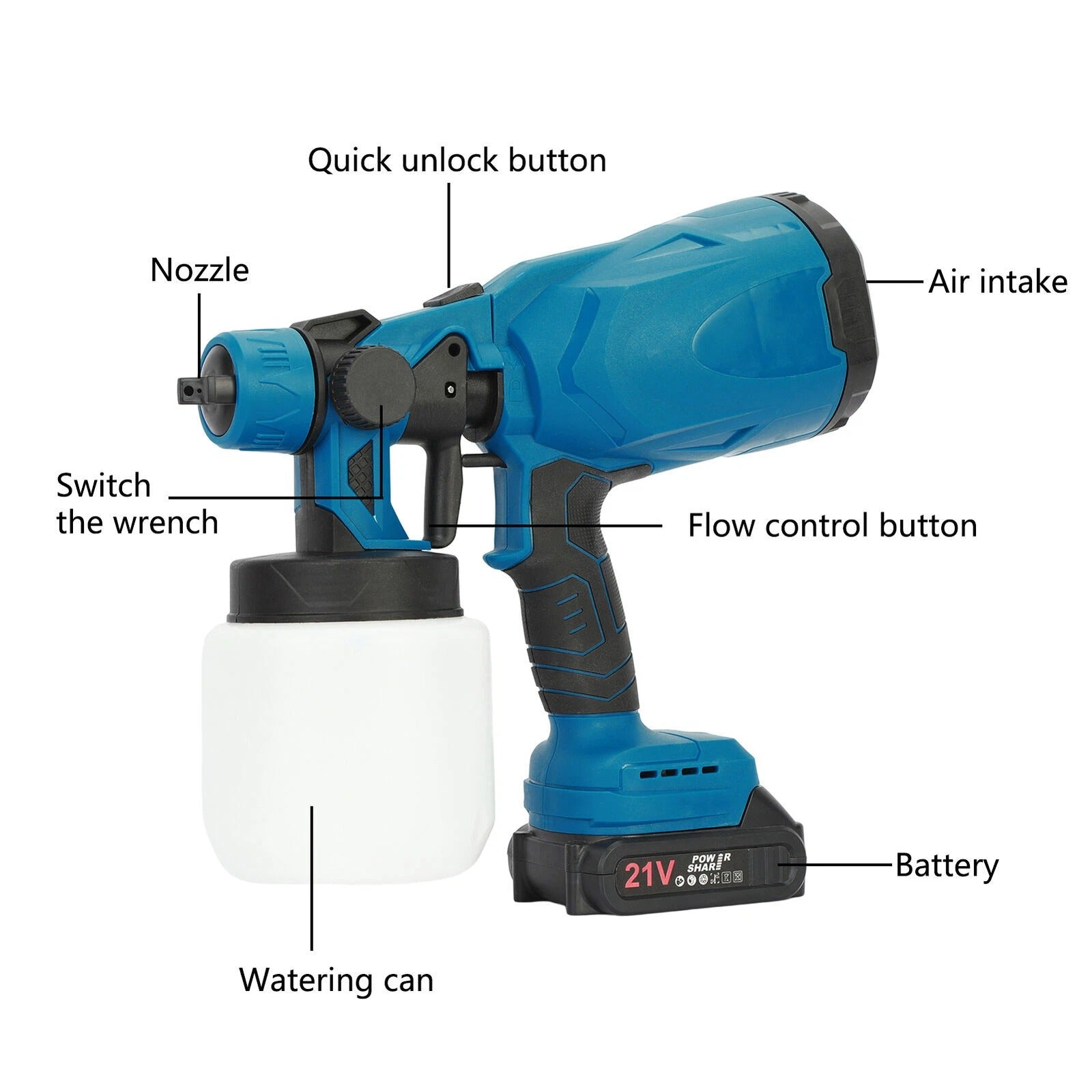 High Pressure Cordless Paint Sprayer Electric Airless HVLP Spray Gun