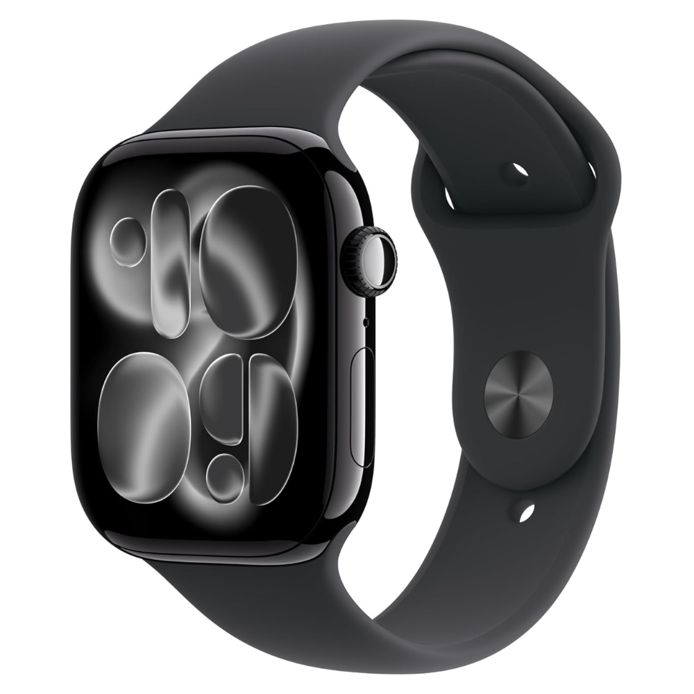 Apple Watch Series 11 [GPS 46mm] Smartwatch with Jet Black Aluminum Case with Black Sport Band